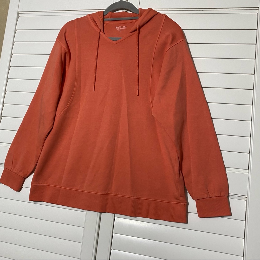 Athleta Sundown Alliance Hoodie Orange Size Small Lightweight Oversized - Picture 4 of 10